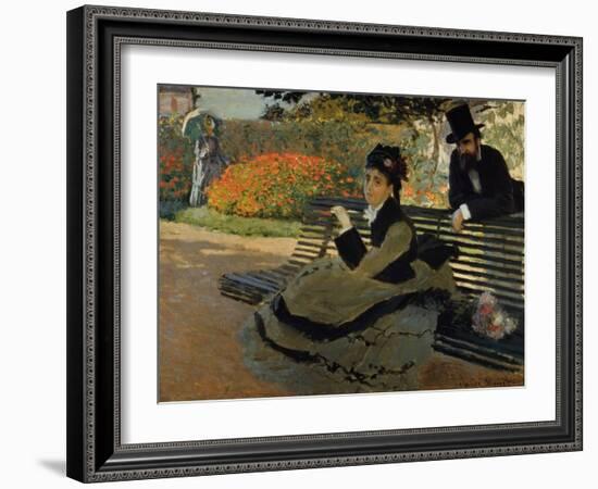 Camille Monet on a Garden Bench-Claude Monet-Framed Giclee Print