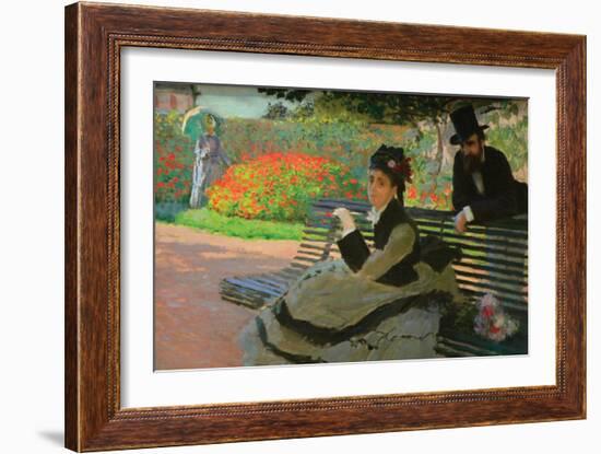 Camille Monet on a Garden Bench-Claude Monet-Framed Art Print