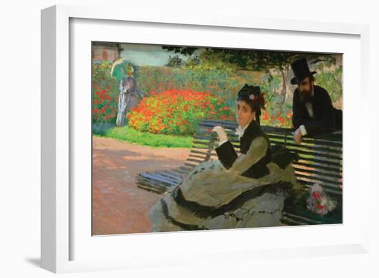 Camille Monet On a Garden Bench-Claude Monet-Framed Art Print