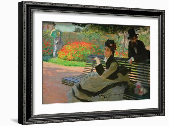 Camille Monet On a Garden Bench-Claude Monet-Framed Art Print