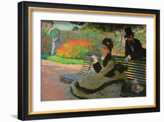 Camille Monet On a Garden Bench-Claude Monet-Framed Art Print