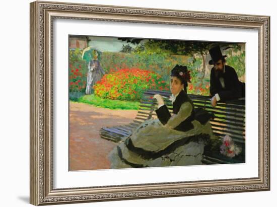 Camille Monet On a Garden Bench-Claude Monet-Framed Art Print
