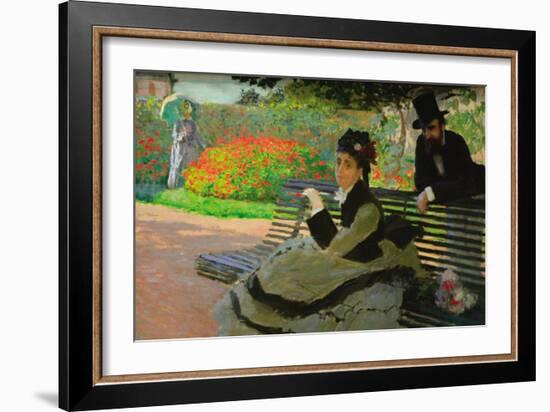 Camille Monet On a Garden Bench-Claude Monet-Framed Art Print