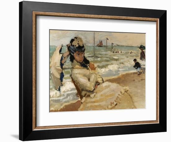 Camille [Monet] on the Beach, Trouville-Claude Monet-Framed Giclee Print