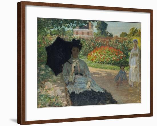 Camille Monet with Son and Nanny in the Garden, 1873-Claude Monet-Framed Giclee Print