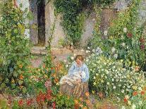 A Child in the Hollyhocks, 1881-Camille Pissarro-Giclee Print