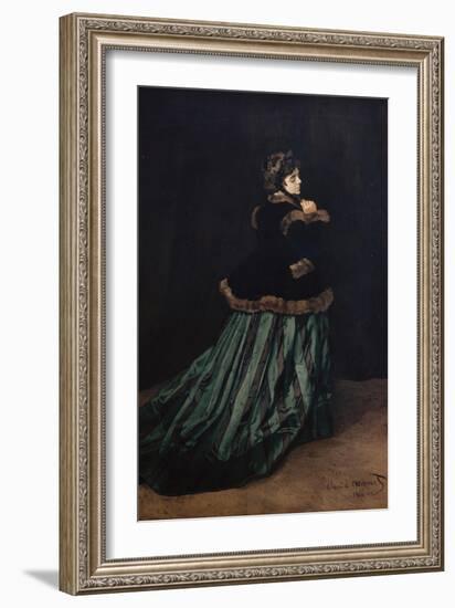 Camille, the Woman in Green-Claude Monet-Framed Giclee Print