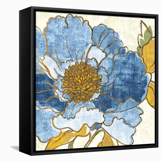 Camilles Peony I Indigo-Sue Schlabach-Framed Stretched Canvas