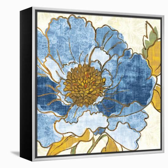 Camilles Peony I Indigo-Sue Schlabach-Framed Stretched Canvas