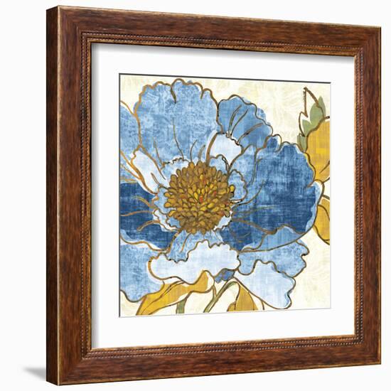 Camilles Peony I Indigo-Sue Schlabach-Framed Art Print