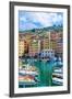 Camogli Town in Liguria, Italy. Scenic Mediterranean Riviera Coast. Historical Old Town Camogli Wit-Simon Dannhauer-Framed Photographic Print