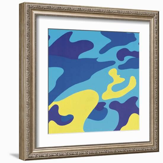 Camouflage, 1987 (Blue, Yellow)-Andy Warhol-Framed Art Print