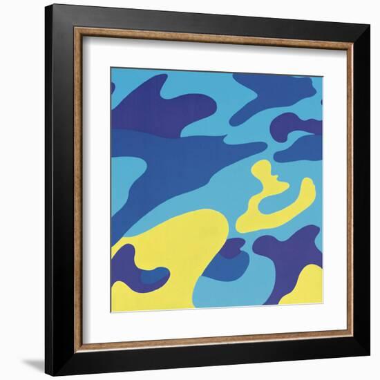 Camouflage, 1987 (Blue, Yellow)-Andy Warhol-Framed Art Print