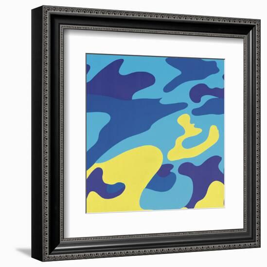 Camouflage, 1987 (blue, yellow)-Andy Warhol-Framed Art Print