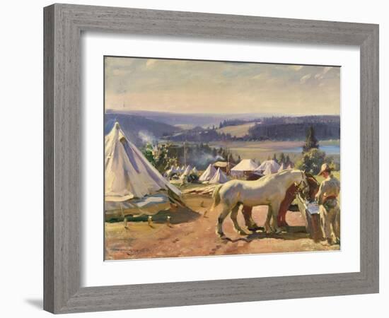 Camp at Malbuison, Near Pontarlier, c.1918-Sir Alfred Munnings-Framed Giclee Print