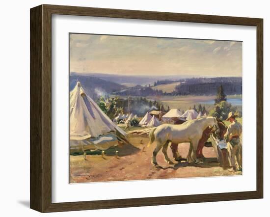 Camp at Malbuison, Near Pontarlier, c.1918-Sir Alfred Munnings-Framed Giclee Print