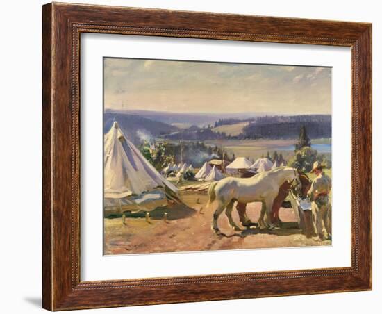 Camp at Malbuison, Near Pontarlier, c.1918-Sir Alfred Munnings-Framed Giclee Print