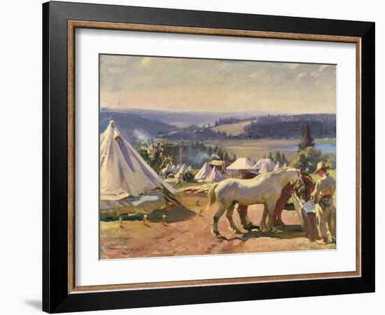 Camp at Malbuison, Near Pontarlier, c.1918-Sir Alfred Munnings-Framed Giclee Print