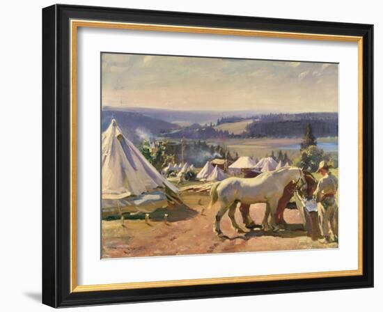 Camp at Malbuison, Near Pontarlier, c.1918-Sir Alfred Munnings-Framed Giclee Print