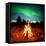 Camp Fire Watching Northern Lights-Solarseven-Framed Premier Image Canvas