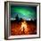 Camp Fire Watching Northern Lights-Solarseven-Framed Photographic Print