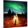 Camp Fire Watching Northern Lights-Solarseven-Mounted Photographic Print