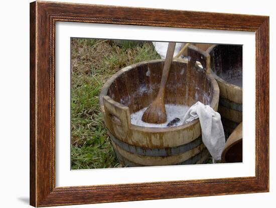 Camp Laundry in a Bucket at a Reenactment on the Yorktown Battlefield, Virginia-null-Framed Giclee Print