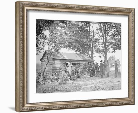 Camp Scene at a Sutler's Store During American Civil War-Stocktrek Images-Framed Photographic Print