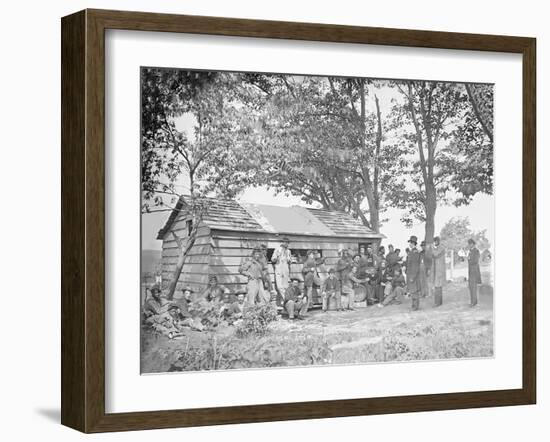 Camp Scene at a Sutler's Store During American Civil War-Stocktrek Images-Framed Photographic Print