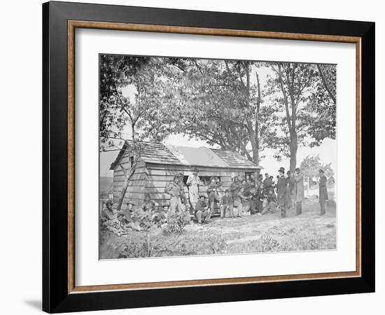 Camp Scene at a Sutler's Store During American Civil War-Stocktrek Images-Framed Photographic Print