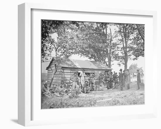 Camp Scene at a Sutler's Store During American Civil War-Stocktrek Images-Framed Photographic Print