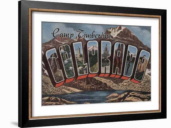 Camp Timberline, Colorado - Large Letter Scenes-Lantern Press-Framed Art Print