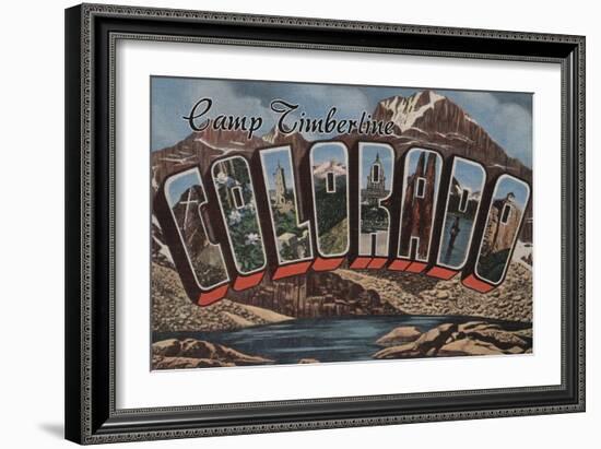 Camp Timberline, Colorado - Large Letter Scenes-Lantern Press-Framed Art Print