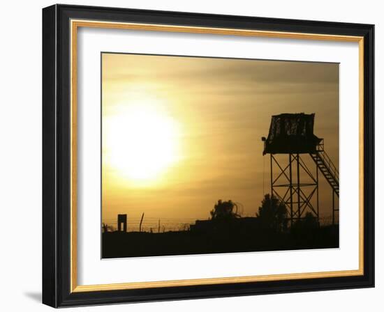 Camp Warhorse Guard Tower at Sunset-Stocktrek Images-Framed Photographic Print