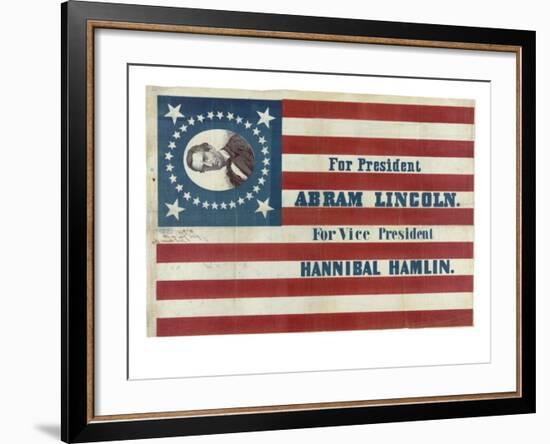 Campaign Flag for Lincoln and Hamlin-null-Framed Art Print