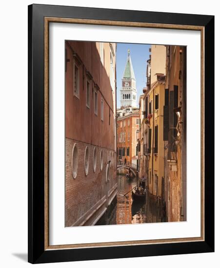 Campanile and Gondola on Canal in Venice, Italy-Jon Arnold-Framed Photographic Print