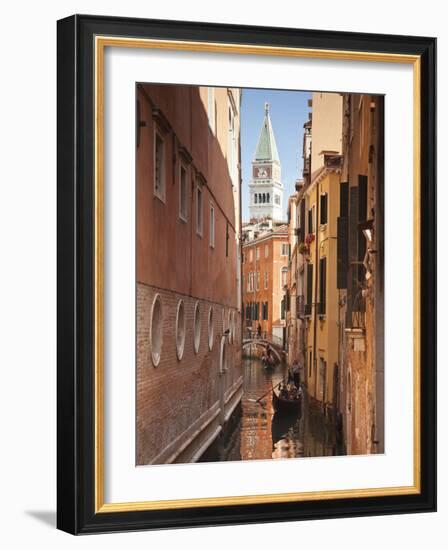 Campanile and Gondola on Canal in Venice, Italy-Jon Arnold-Framed Photographic Print