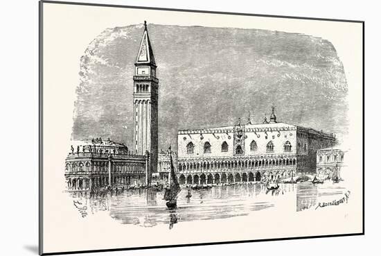 Campanile of St. Mark's and Palace of the Doges Venice-null-Mounted Giclee Print