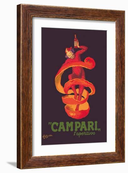 Campari L’Aperitivo (Campari Aperitif) - Clown Wrapped in Orange Peel-Leonetto Cappiello-Framed Art Print