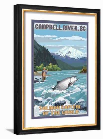 Campbell River, British Columbia, Canada - Angler Fisherman Scene-Lantern Press-Framed Art Print