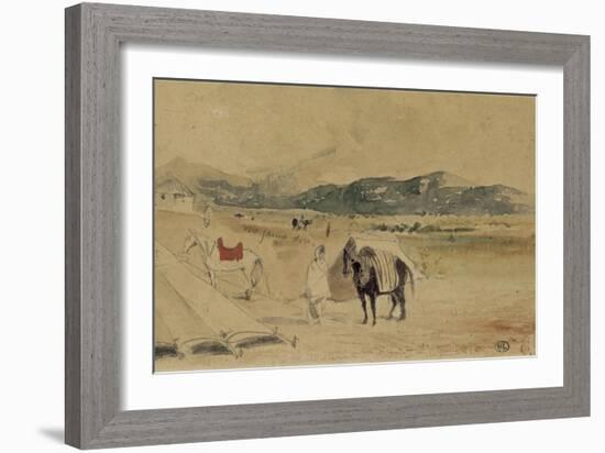 Campement au Maroc entre Tanger et Meknès-Eugene Delacroix-Framed Giclee Print