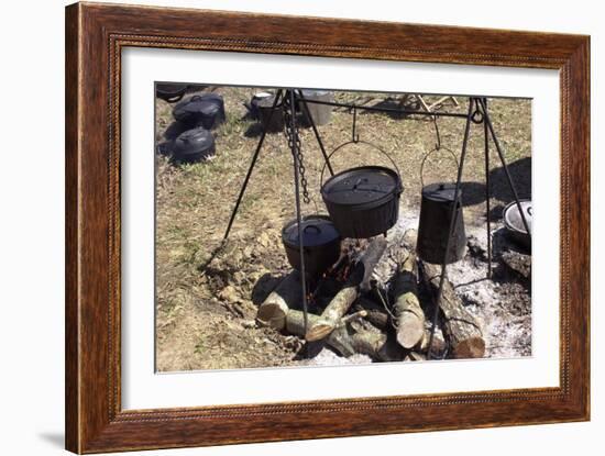 Campfire Cooking at a Confederate Encampment Living History Demonstration, Shiloh, Tennessee-null-Framed Giclee Print