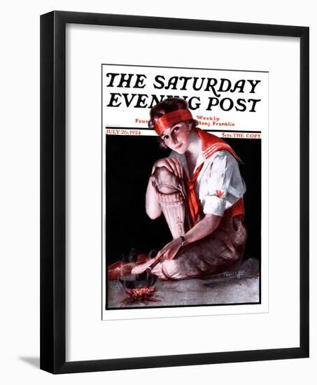 "Campfire Girl," Saturday Evening Post Cover, July 26, 1924-Pearl L. Hill-Framed Giclee Print