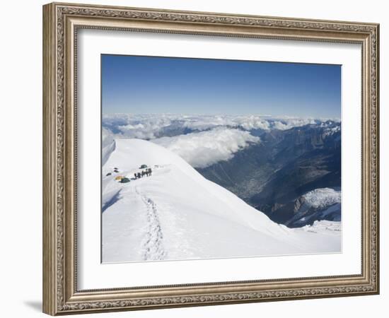 Camping at 4000M, Above Chamonix Valley, Mont Blanc, Chamonix, French Alps, France, Europe-Christian Kober-Framed Photographic Print