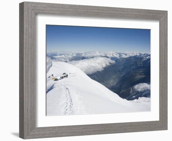 Camping at 4000M, Above Chamonix Valley, Mont Blanc, Chamonix, French Alps, France, Europe-Christian Kober-Framed Photographic Print
