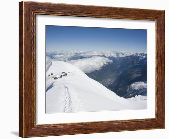 Camping at 4000M, Above Chamonix Valley, Mont Blanc, Chamonix, French Alps, France, Europe-Christian Kober-Framed Photographic Print