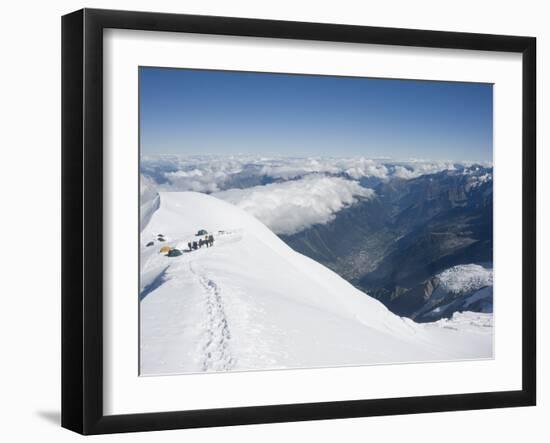 Camping at 4000M, Above Chamonix Valley, Mont Blanc, Chamonix, French Alps, France, Europe-Christian Kober-Framed Photographic Print