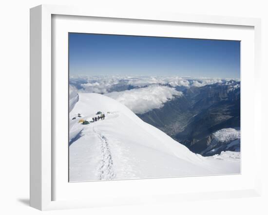 Camping at 4000M, Above Chamonix Valley, Mont Blanc, Chamonix, French Alps, France, Europe-Christian Kober-Framed Photographic Print