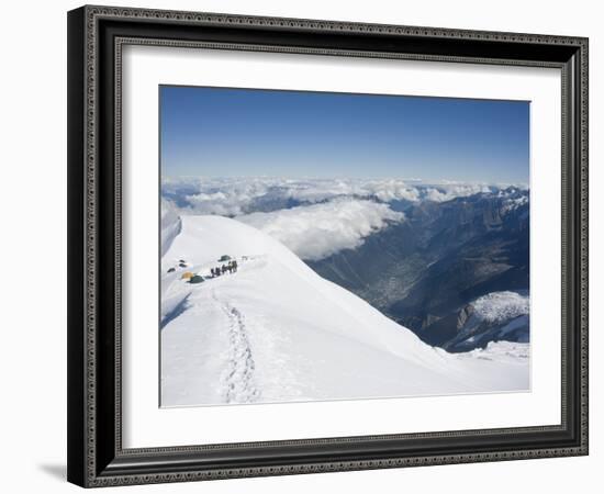 Camping at 4000M, Above Chamonix Valley, Mont Blanc, Chamonix, French Alps, France, Europe-Christian Kober-Framed Photographic Print