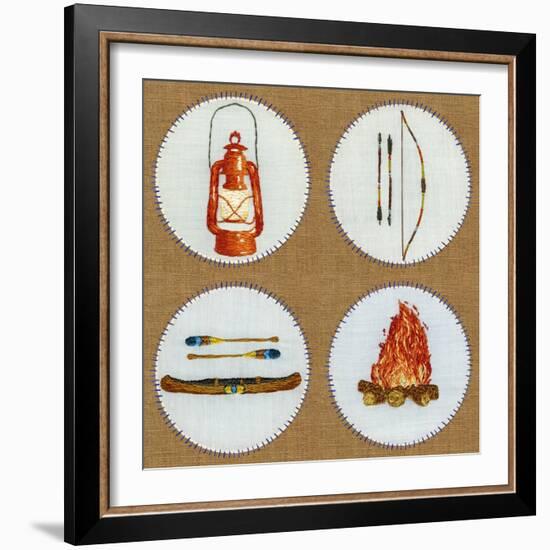 Camping Embroidery Grid-THE Studio-Framed Premium Giclee Print